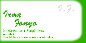 irma fonyo business card